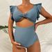 Women's Maternity Swimsuit Solid Color Loose Fit Short Sleeve One Piece Design Belly Conceal_ecoleips.com