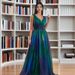 Women Summer Deep V Neck Backless Printed Chiffon Large Hem Flowy Swing A Line Maxi Dress Casual Vacation Beach Party Long Dress_ecoleips.com
