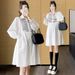 Autumn New Korean Fashion Mid-Length Patchwork Maternity Dress_ecoleips.com