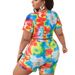Women's Clothing Sexy Split High Waist Plus Size Fat Woman Swimsuit Swimsuit Tie Dye Short Sleeve Drawstring_ecoleips.com