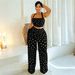 Women's Boho Chic Wide-Leg Pants Set Flowy Fringe Polka Dot Casual Comfort Clothing_ecoleips.com