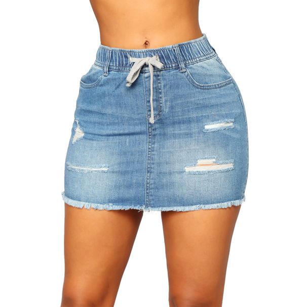 Women's Clothing Celebrity High Waist Ripped Spot Sales Tight Denim Hip Skirt_ecoleips.com