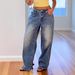 Women's Vintage Washed Wide Leg Jeans With Heart Back Pockets, Loose Casual Denim Trousers For Daily Streetwear_ecoleips.com