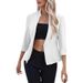 ng2510292 European And American Cross-border Summer Women's Solid Color Three-quarter Sleeve Lightweight Slim-fit Stand-up Collar_ecoleips.com