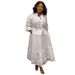 Vintage-Inspired Lace Trim Blouse & Flared Skirt Set Romantic Puff Sleeve Dress Outfit (Polyester Blend, Geometric Embroidery, Plus Size Inclusive)_ecoleips.com