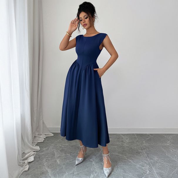 Women's Clothing Elegant Long Dress Women's Belted Solid Color European And American Style Autumn/Winter Clothing_ecoleips.com