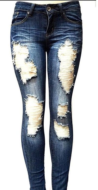 Women's Mid-Waist Distressed Jeans European American Style Denim Clothing FPopular New Arrivals_ecoleips.com