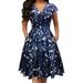 Women's Clothing Summer Style Round Neck Long Dress With Pocket Short Sleeved Printed Casual Elegant Fashion_ecoleips.com