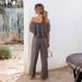 Spring Summer Women's Off Shoulder Wide Leg Jumpsuit Casual Elegant Fashionable Clothing_ecoleips.com