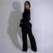 Women's Clothing Personalized Line Stitching Large Button Long Sleeved Sports Fitness Jumpsuit_ecoleips.com