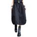 Spring Summer Women's plus Size Slimming Midi Skirt Black Floral Design Slit A-Line Multi Style_ecoleips.com