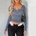 DiYun Foreign Trade Women's Clothing Top 2024 Spring/Summer Y2K Casual Solid Color Slim Fit V-Neck_ecoleips.com