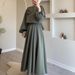 New Middle East Dubai Flower Lantern Sleeve Loose Dress Women's Skirt Suit Two Piece Suit_ecoleips.com