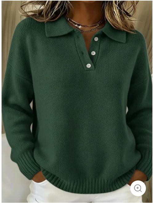 Autumn And Winter Loose And Lazy Wind, Soft And Waxy Women's Lapel Polo Shirt Long Sleeve Button Fur_ecoleips.com