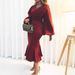 Women's Clothing Fashion Large Size V Neck Long Sleeved Sexy Fishtail Skirt_ecoleips.com