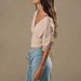 Women's Fashionable Drawstring Design Deep V Neck Short Sleeve Top Solid Color Elegant Summer INS Style Wholesale_ecoleips.com