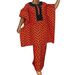 Women's Plus Size Middle Eastern Cross Batwing Sleeve Loose Top Wide Leg Pants Two Piece Set Casual Retro Print_ecoleips.com