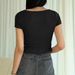 Women's Clothing Threaded Ribbed Sexy Slim Short Sleeved Large U Neck T Shirt_ecoleips.com