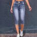 Women’S Distressed Stretch Capri Jeans – Streetwear Style With Drawstring Waist & Ripped Details_ecoleips.com