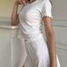 European And American Fashion Casual Suit Jacquard Ruffled Edge Slim Fit Elegant Home Round Neck Short Sleeve Shorts_ecoleips.com