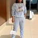 Women's Fleece Lined Sweatshirt Set American Style Two Piece Set Crew Neck Casual Printed Sweatshirt_ecoleips.com