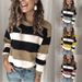Women's Clothing Oversized Striped Knit Sweater - Soft Breathable Pullover With Relaxed Fit (S-3XL, Grey)_ecoleips.com