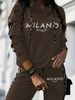 Women's European American Style Spring Autumn Fashion Hooded Two Piece Set Casual Letter Print Vacation Wear_ecoleips.com