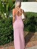 Hugcitar Elegant Straps Backless Sexy Solid Bodycon Maxi Prom Dress 2025 Summer Women Fashion Clothes Evening Party Vacation_ecoleips.com