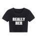 Women's Clothing Fashion Hip Hop Letter Pattern Printed Short Top Sexy Hot Girl Navel Baring T Shirt_ecoleips.com