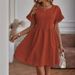 Crew Neck Loose Cotton And Linen Pocket Dress_ecoleips.com