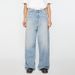 Women's Clothing Diamond Ribbon Jeans Loose Fashion Casual AC Style Straight Wide Leg Pants Blue Spandex_ecoleips.com