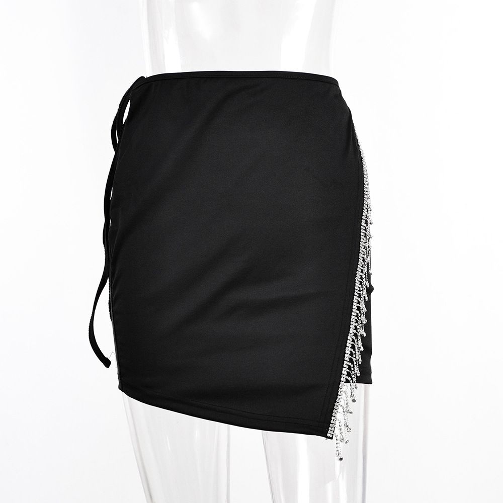Verve New High-Waisted Slim Sexy Midi Skirt For Women With Rhinestone Tassels And Bodycon Design Dress 26183_ecoleips.com