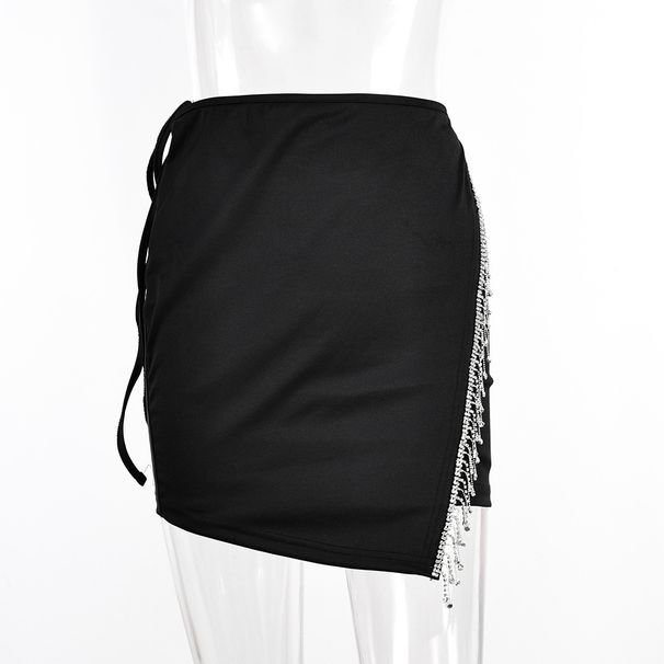 Verve New High-Waisted Slim Sexy Midi Skirt For Women With Rhinestone Tassels And Bodycon Design Dress 26183_ecoleips.com