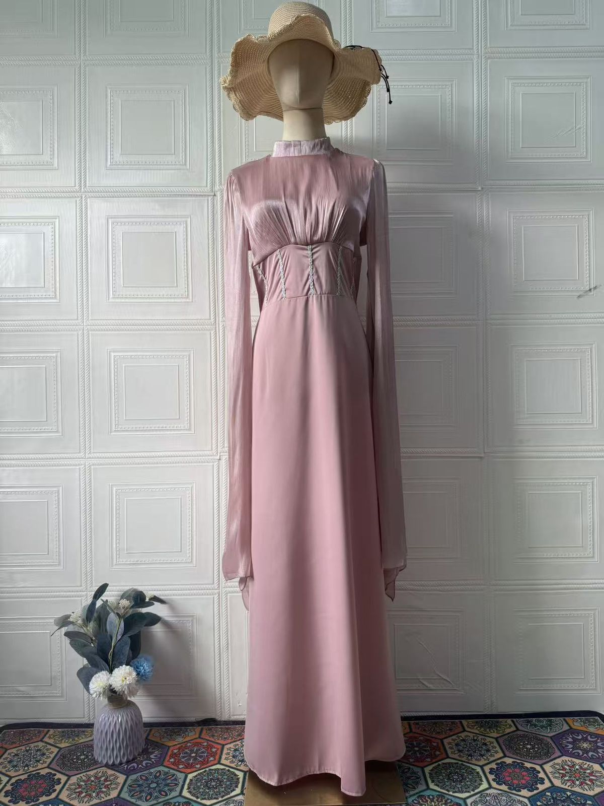 Modest Abaya Dress Elegant Spring Long Sleeve Dress Silky Skirt Comfortable Feminine Charming New For Women_ecoleips.com