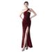 Verve 2025 New Women's Single Piece High-End Elegant Light Sequin Host Evening Dress Gown_ecoleips.com