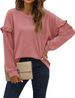 Women's Solid Color Crew Neck Sweatshirt Patchwork Ruffle Long Sleeve Autumn/Winter New Arrivals European American Style_ecoleips.com