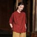 26 Summer New Chinese Style Stand Collar Asymmetrical Button Contrast Color Cotton Linen Zen Tea Shirt Women's Short_ecoleips.com
