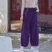 Women's Slimming Elastic Waist Casual Pants Purple Loose Fitting Versatile Comfortable Bottoms_ecoleips.com