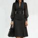 Women's Denim Shirt Dress With Stand Collar, Slim Fit Waist Belt, 2024 Spring Summer Casual Long Sleeve Jean Dress_ecoleips.com