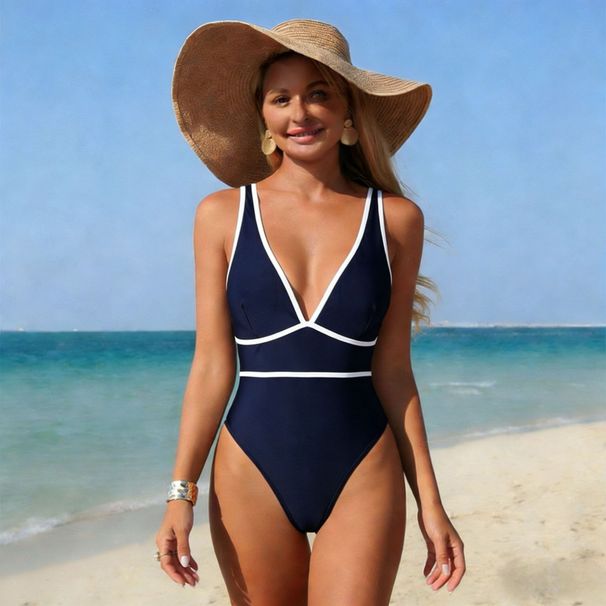European And American Style Slimming One Piece Swimsuit Sexy Bikini Beach Vacation Swimwear In Stock_ecoleips.com