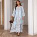 Muslim Ladies Robe Beaded Print Dress Round Neck Slim Abaya_ecoleips.com