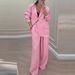 Women's Casual Blazer And Wide Leg Pants Set Two Piece Outfit Comfortable Loose Fit Long Sleeve Tops And Trousers For Office Daily Wear_ecoleips.com