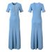Wholesale European And American Robe Knitted For Women, Elegant V-neck, Waist-cinching, Denim Ribbed, Long Skirt With A_ecoleips.com