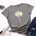 100% Cotton Women T-Shirt 2025 Summer Tshirt Creative Daisies Printed Woman Short Sleeve Tee Tops Female T Shirt_ecoleips.com