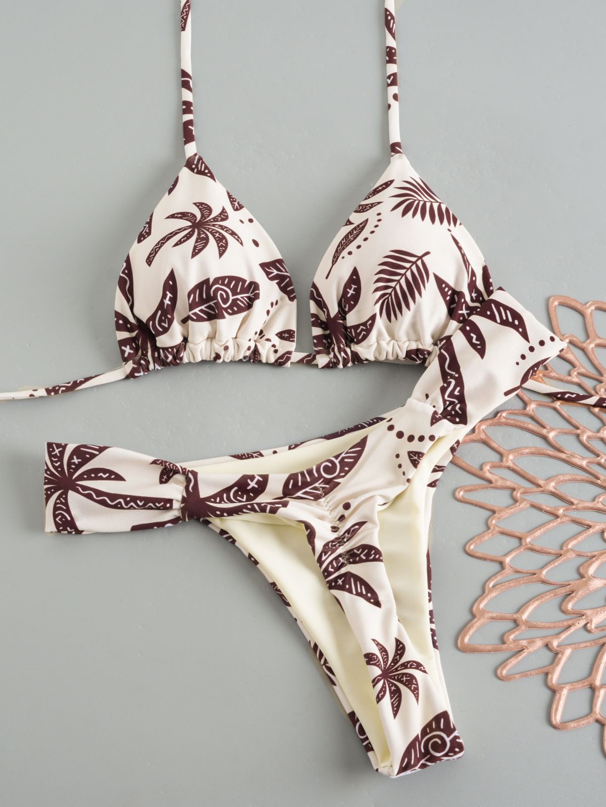 New Two Piece Swimsuit Fresh Simple Low Waisted Ruffled Pants Brazilian Bikini With Straps_ecoleips.com