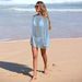 Sheer Lace-Knit Beach Cover-Up Off-Shoulder Dress Glitter Snowflake Embellished Sunshirt Breezy Swimwear 8 Colors S-XL_ecoleips.com