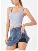 K New High Elasticity Fake Two Piece Cowboy Yoga Skirt For Women, High Waist And Slimming, Sports Outerwear Fitness Shorts_ecoleips.com