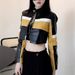 Women's Clothing Sexy PU Leather Biker Jacket With Stand Collar, Slim Fit Short Cropped Motorcycle Jacket For Women, Stylish Two-Tone Color Block_ecoleips.com
