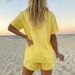 Summer Vacation Style Women's Clothing Set Printed Collared Short Sleeve Shirt And Shorts_ecoleips.com