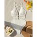 2025 New European And American Foreign Trade Bikini One-Piece Women's Solid Color Conservative Backless Deep V_ecoleips.com